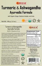 Label for Turmeric & Ashwagandha Ayurvedic Formula