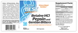 Label for Betaine HCl Pepsin and Gentian Bitters
