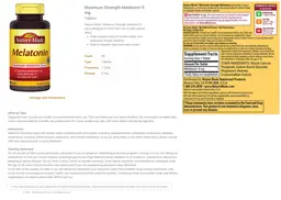 Label for Melatonin Maximum Strength 5 mg