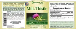 Label for Milk Thistle 500 mg