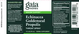 Label for Echinacea Goldenseal Propolis Throat Spray