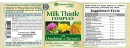 Label for Milk Thistle Complex With Dandelion & Turmeric