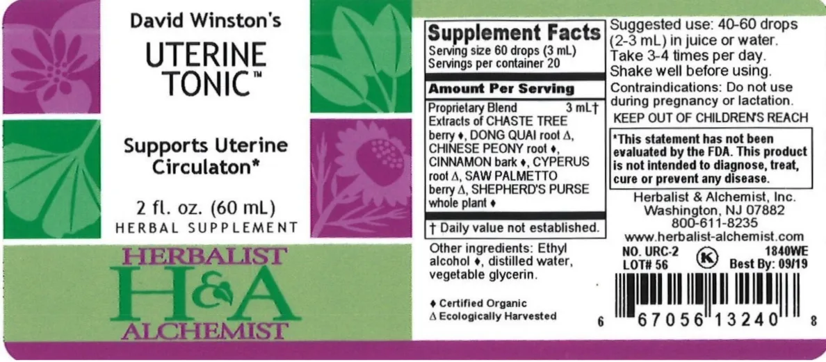 Label for David Winston's Uterine Tonic