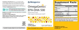 Label for OmegaGenics EPA-DHA 500 Natural Lemon Flavor
