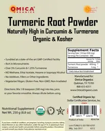 Label for Turmeric Root Powder