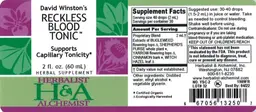 Label for David Winston's Reckless Blood Tonic