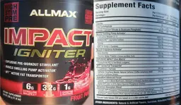 Label for Impact Igniter Fruit Punch