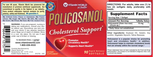 Label for Policosanol