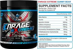 Label for Enrage Extreme Warrior Gummy Bear Flavor