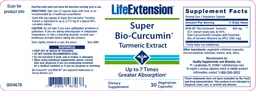 Label for Super Bio-Curcumin Turmeric Extract