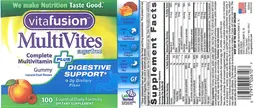 Label for MultiVites Plus Digestive Support Sugar Free