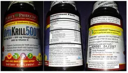 Label for OptiKrill 500 Lemon-Lime Flavor