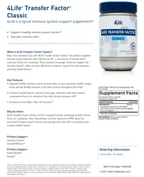 Label for 4Life Transfer Factor Classic