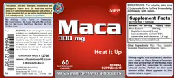 Label for Maca 300 mg