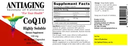 Label for CoQ10 100 mg