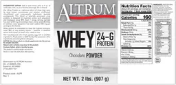Label for Whey 24-G Protein Chocolate Powder