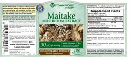 Label for Maitake Mushroom Extract