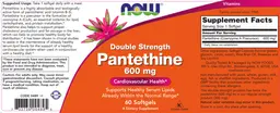 Label for Double Strength Pantethine 600 mg