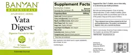Label for Vata Digest