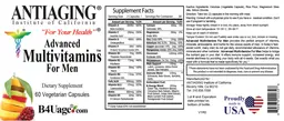 Label for Advanced Multivitamins For Men