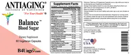 Label for Balance Blood Sugar
