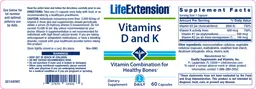 Label for Vitamins D and K