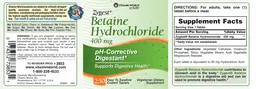 Label for Zygest Betaine Hydrochloride 400 mg