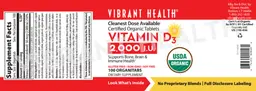 Label for Vitamin D3 2,000 IU