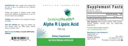 Label for Alpha R Lipoic Acid 100 mg
