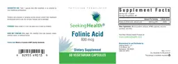 Label for Folinic Acid 800 mcg