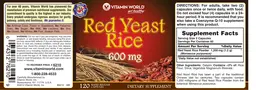 Label for Red Yeast Rice 600 mg