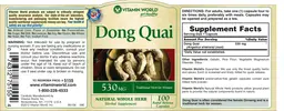 Label for Dong Quai 530 mg