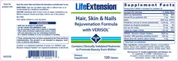 Label for Hair, Skin & Nails Rejuvenation Formula with VERISOL