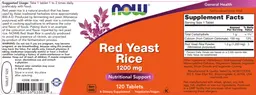 Label for Red Yeast Rice 1200 mg