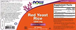 Label for Red Yeast Rice 1200 mg