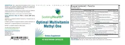Label for Optimal Multivitamin Methyl One