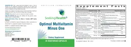 Label for Optimal Multivitamin Minus One