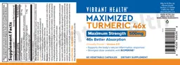 Label for Maximized Turmeric 46x 500 mg