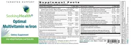 Label for Optimal Multivitamin w/Iron