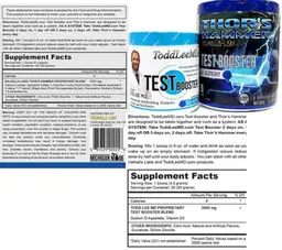Label for Thor's Hammer Test Booster Blue Raspberry