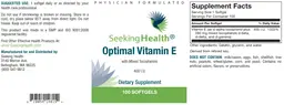 Label for Optimal Vitamin E 400 IU