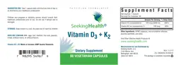 Label for Vitamin D3 + K2