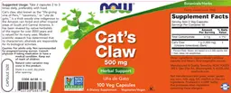 Label for Cat's Claw 500 mg