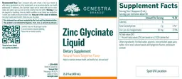 Label for Zinc Glycinate Liquid Natural Peach-Tangerine Flavor