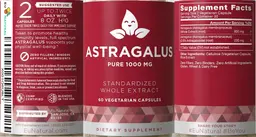 Label for Astragalus Pure 1000 mg