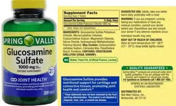 Label for Glucosamine Sulfate 1000 mg