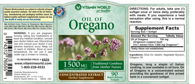 Label for Oil Of Oregano 1500 mg
