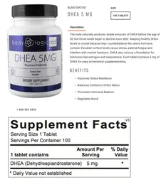 Label for DHEA 5 mg
