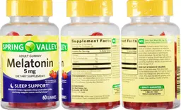 Label for Adult Gummy Melatonin 5 mg Natural Strawberry Flavor
