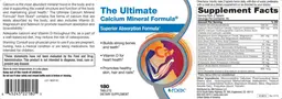 Label for The Ultimate Calcium Mineral Formula